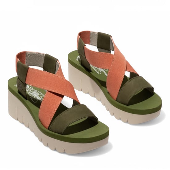 Fly London Damen YABI922FLY Grün Roségold Cupido Ledersandalen Espadrille Plateau Wedges - Image 2