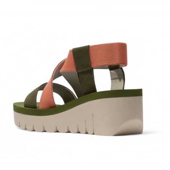 Fly London Damen YABI922FLY Grün Roségold Cupido Ledersandalen Espadrille Plateau Wedges - Image 3