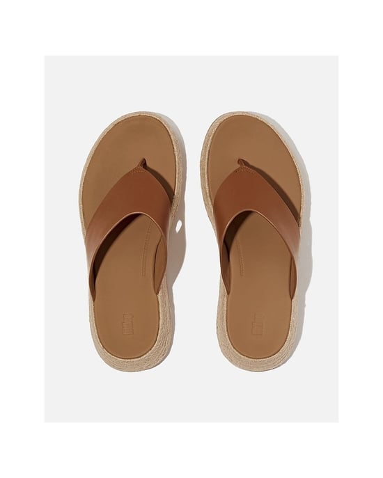 FitFlop Damen F-Mode Espadrille Leder Flatform T/Post Sandalen - Image 2