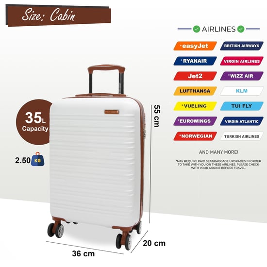 Erweiterbarer cremeweißer Hartschalenkoffer aus ABS mit 8 Rollen, robuster Reisekoffer, Urlaubsgepäck - Image 4