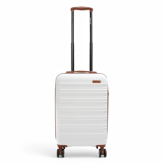 Erweiterbarer cremeweißer Hartschalenkoffer aus ABS mit 8 Rollen, robuster Reisekoffer, Urlaubsgepäck - Image 5