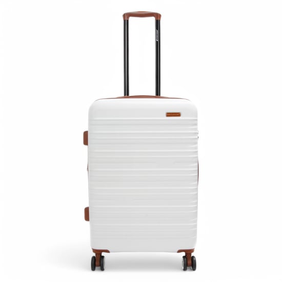 Erweiterbarer cremeweißer Hartschalenkoffer aus ABS mit 8 Rollen, robuster Reisekoffer, Urlaubsgepäck - Image 6