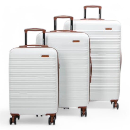 Erweiterbarer cremeweißer Hartschalenkoffer aus ABS mit 8 Rädern, robustes Reisegepäckset - Image 4