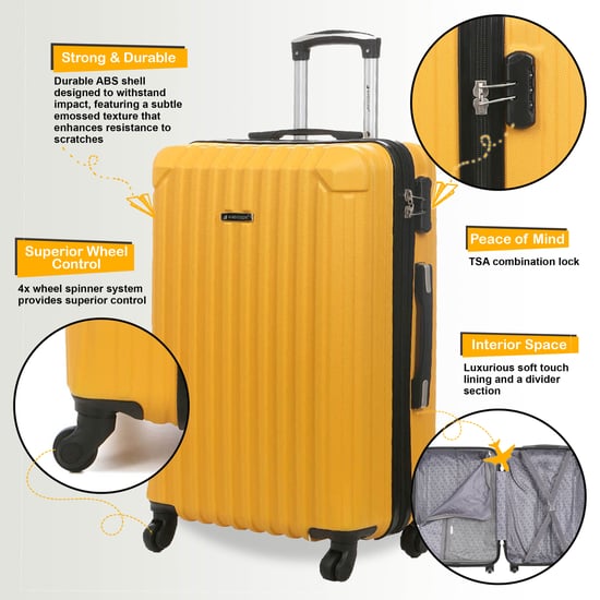 Hartschalen-Reisekoffer aus gelbem ABS mit 8 Rädern - Image 3