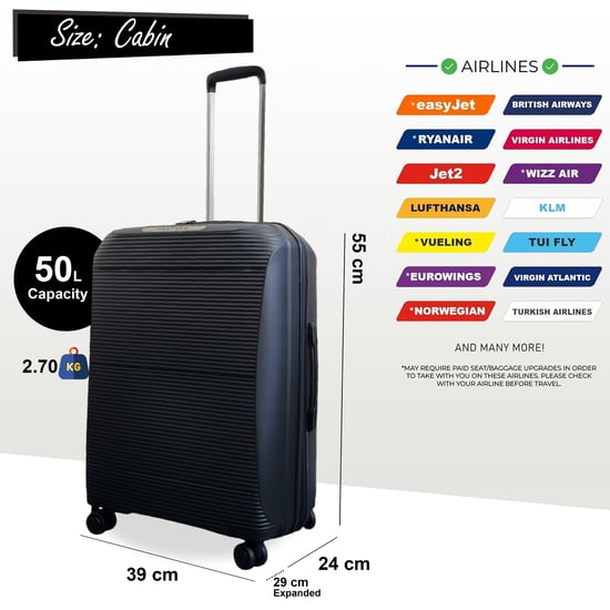 Erweiterbares schwarzes Hartschalen-PP-Kofferset mit 8 Rädern, Reisegepäck, Kabine, Urlaub, Taschen - Image 4