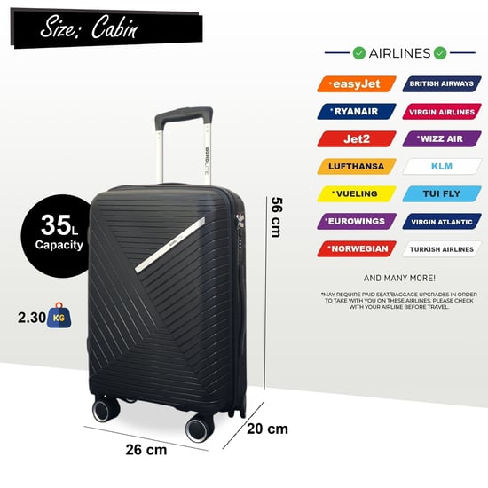 Robuster Hartschalenkoffer Schwarz 8 Rollen Reisegepäck Urlaub Koffer - Image 4