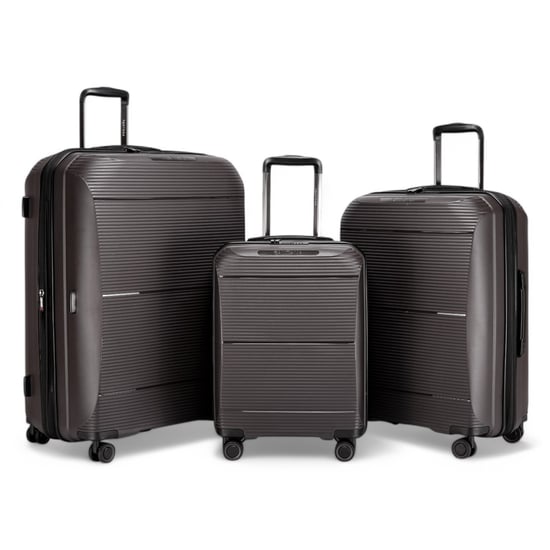 Erweiterbares graues Hartschalen-PP-Gepäck mit 8 Rädern, Reise-/Kabinen-/Urlaubstaschen, Koffer-Set - Image 1