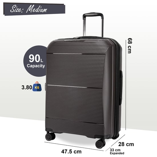 Erweiterbares graues Hartschalen-PP-Gepäck mit 8 Rädern, Reise-/Kabinen-/Urlaubstaschen, Koffer-Set - Image 6