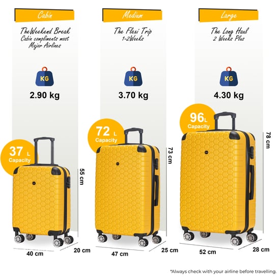 Erweiterbarer gelber Hartschalen-ABS-Koffer mit 8 Rädern, Reisegepäck, Kabine, Urlaubstaschen - Image 2