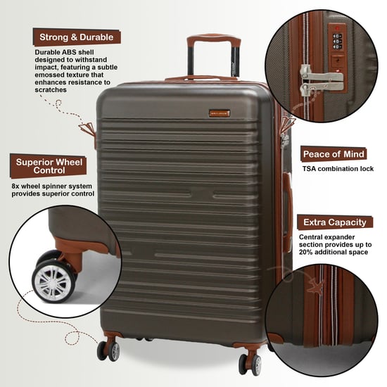 Erweiterbarer Kaffeebrauner Hartschalen-ABS-Koffer mit 8 Rädern Robuster Reisekoffer Urlaubsgepäck - Image 3