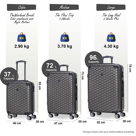 Erweiterbarer Hartschalenkoffer aus ABS mit 8 Rädern, Anthrazit, Reisegepäck, Urlaubstaschen - Image 2