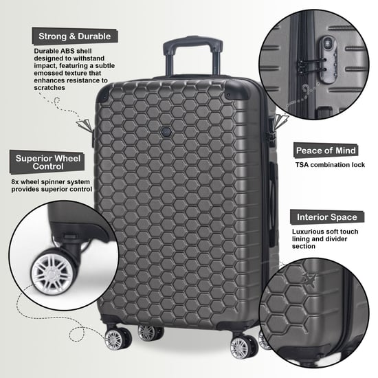 Erweiterbarer Hartschalenkoffer aus ABS mit 8 Rädern, Anthrazit, Reisegepäck, Urlaubstaschen - Image 3