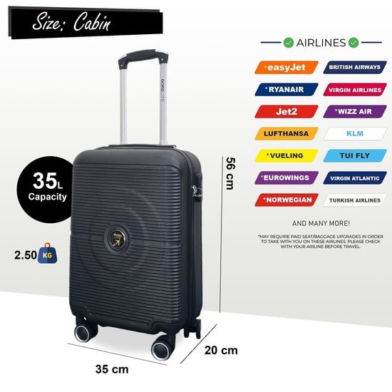 Robuster ABS-Hartschalenkoffer in Schwarz mit 8 Rollen, Reisegepäck - Image 4