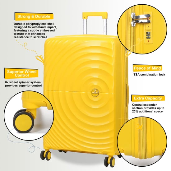 Erweiterbarer gelber Hartschalenkoffer mit 8 Rädern - Image 3