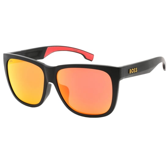 Hugo Boss rote Sonnenbrille mit mehrschichtigen Gläsern in Schwarz - Image 2