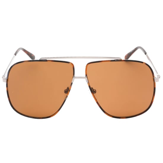Guess Sonnenbrille mit braunen Gläsern und glänzendem hellem Rutheniumsilber - Image 1