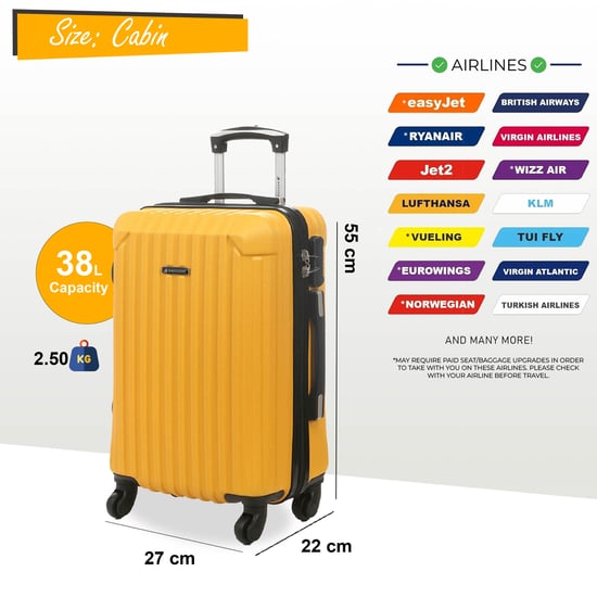 Hartschalen-Reisekoffer-Set aus gelbem ABS mit 8 Rädern - Image 5