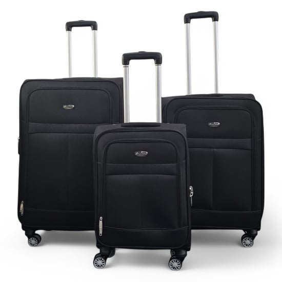 Erweiterbares schwarzes Softshell-Reisekoffer-Set mit 8 Rädern - Image 4