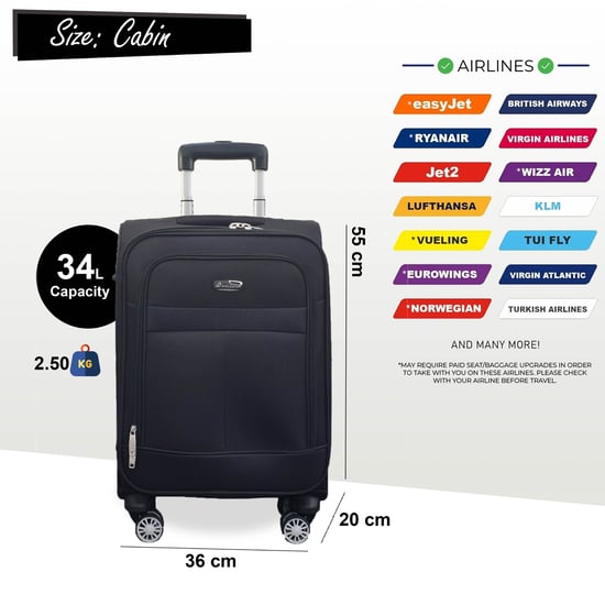 Erweiterbares schwarzes Softshell-Reisekoffer-Set mit 8 Rädern - Image 5