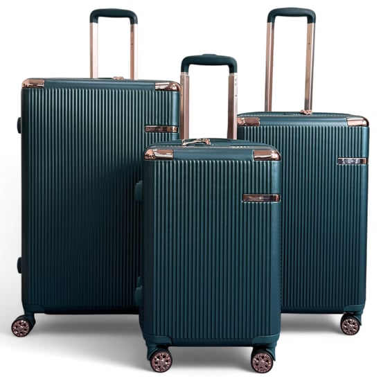 Erweiterbares dunkelgrünes Hartschalen-Reisekoffer-Set mit 8 Rädern - Image 1