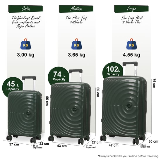 Erweiterbares dunkelgrünes Hartschalen-Handgepäck-Set mit 8 Rädern - Image 2