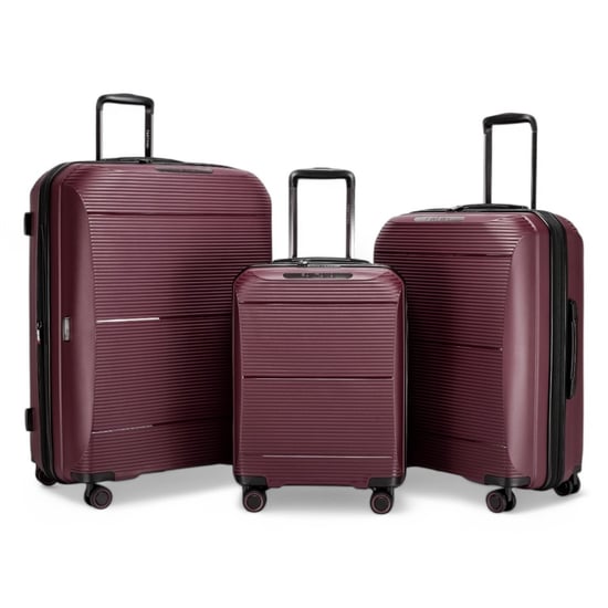 Erweiterbares Burgunder-Hartschalen-PP-8-Rad-Gepäck-Reisekabinen-Urlaubstaschen-Koffer-Set - Image 1