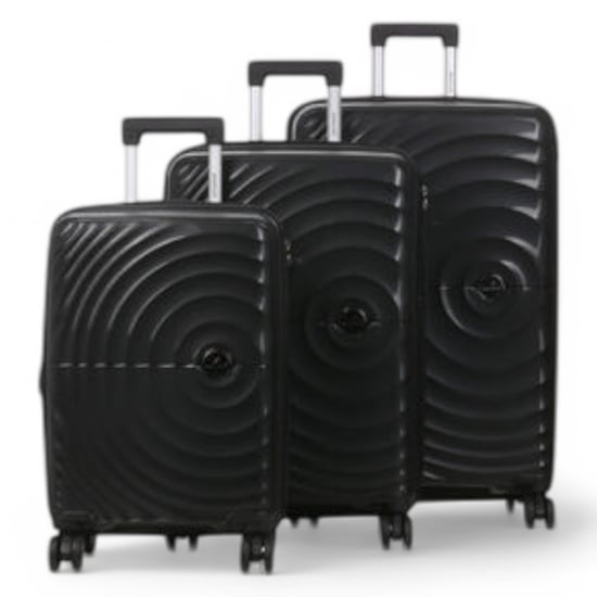 Erweiterbares schwarzes Hartschalen-Kabinenkoffer-Set mit 8 Rädern - Image 4