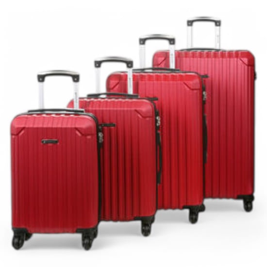 Hartschalenkoffer aus rotem ABS mit 8 Rädern, Reisegepäck, Kabinenkoffer-Set - Image 4