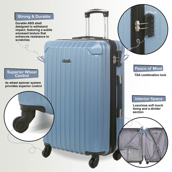 Hartschalen-Reisekoffer-Set aus blauem ABS mit 8 Rädern - Image 3