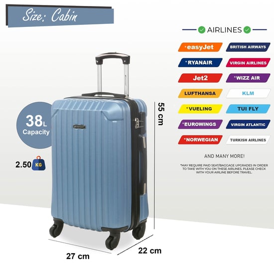 Hartschalen-Reisekoffer-Set aus blauem ABS mit 8 Rädern - Image 5