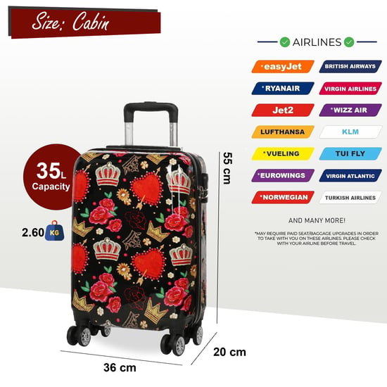 Hartschale bedruckter Kabinenkoffer 55 x 36 x 20 cm PP-Koffer Gepäck passend für Easyjet, Ryanair - Image 2