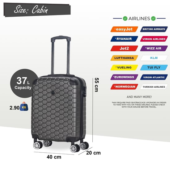 Stabiler ABS-Hartschalen-Kabinenkoffer 55 x 40 x 20 cm, Gepäck, passend für Easyjet, Ryanair - Image 2