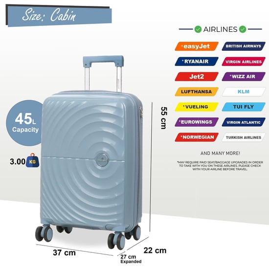 Hartschalen-Kabinenkoffer 55 x 37 x 22 cm PP-Koffer Gepäck passend für Easyjet, Ryanair - Image 2