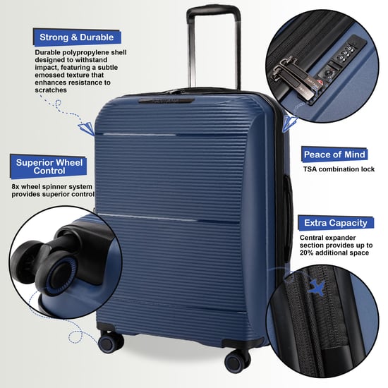 Erweiterbarer PP-Hartschalen-Kabinenkoffer 55 x 39 x 24 cm, Gepäck, geeignet für Easyjet, Ryanair - Image 3
