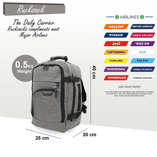 Rucksack 40x20x25 cm Reise-Kabinentasche für Easy Jet, Ryanair - Image 2