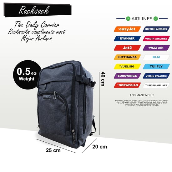 Rucksack 40x20x25 cm Reise-Kabinentasche für Easy Jet, Ryanair - Image 2
