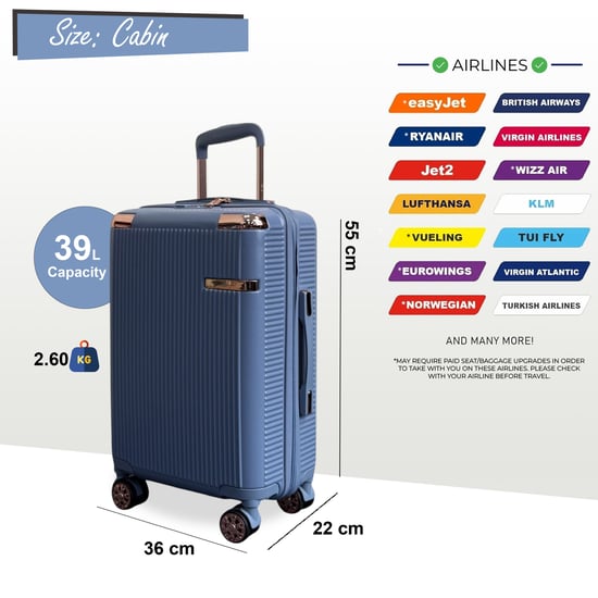Hartschalen-Kabinenkoffer 55 x 36 x 22 cm PC-Koffer Gepäck passend für Easyjet, Ryanair - Image 2