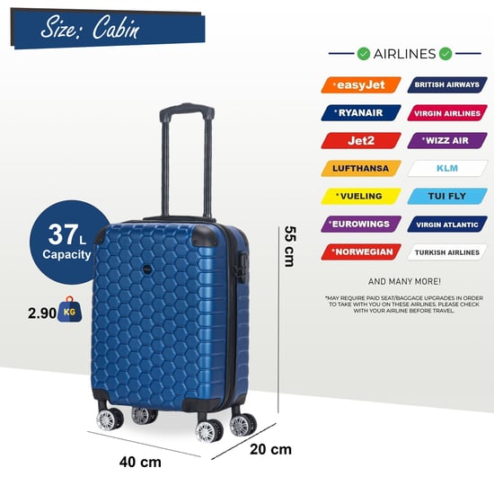 Stabiler ABS-Hartschalen-Kabinenkoffer 55 x 40 x 20 cm, Gepäck, passend für Easyjet, Ryanair - Image 2