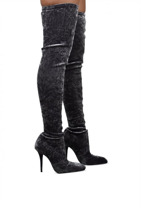 Saint Laurent Talia Overknee-Stiefel Grau - Image 2