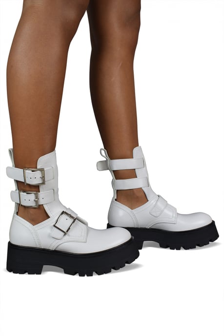 Alexander McQueen Rave Buckle Stiefeletten Weiß - Image 2