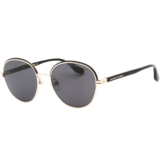 Runde Sonnenbrille von Marc Jacobs mit grauen Gläsern und schwarzem Gold - Image 2