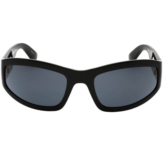 Schwarze Moschino-Sonnenbrille mit grauen Gläsern und auffälligem Logo - Image 1