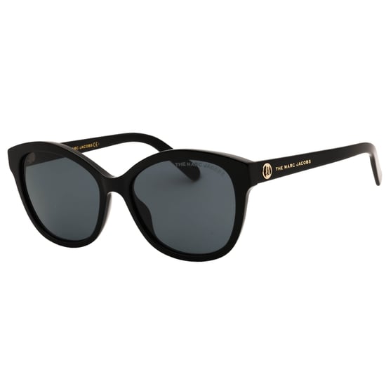 Marc Jacobs Sonnenbrille mit grauen Gläsern und goldenem Logo in Schwarz - Image 2