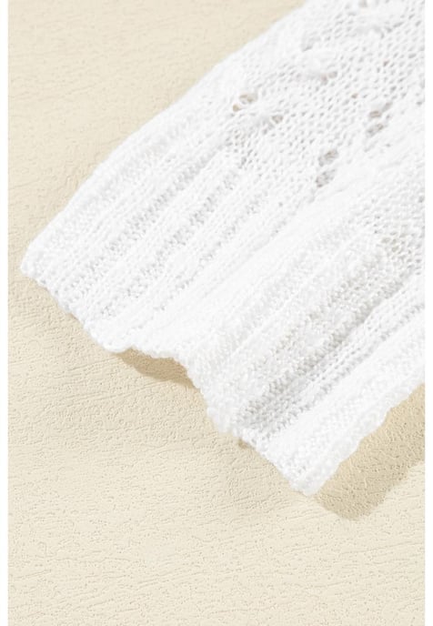 Weißer solider offener Strickcardigan - Image 3