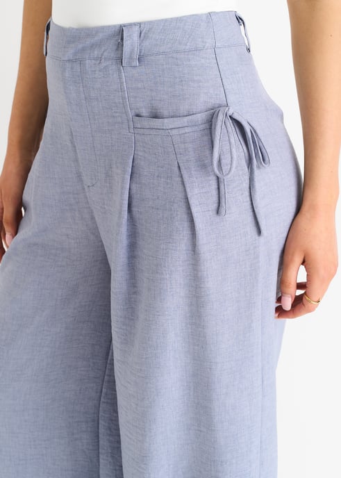 Hose mit weitem Bein und hoher Taille in Leinenoptik - Image 2