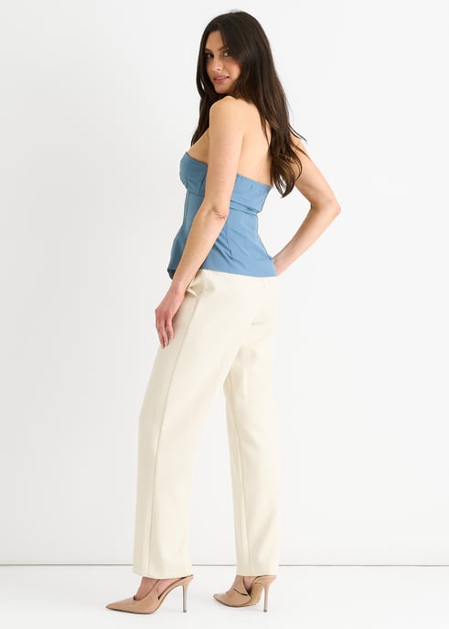 Blaues Bandeau-Oberteil mit Nahtdetail und Reißverschluss - Image 3