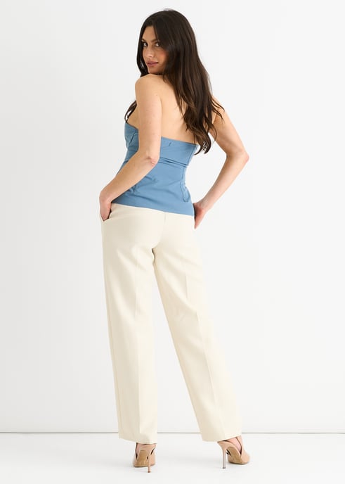 Blaues Bandeau-Oberteil mit Nahtdetail und Reißverschluss - Image 4