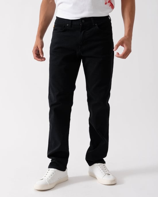 BOSS Orange Re.Maine Mens Regular Fit Jeans in Stay-Black Comfort Stretch Denim - Image 1