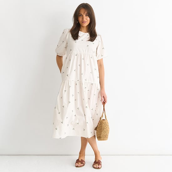 Broderie-Baumwoll-Smok-Midikleid - Image 1