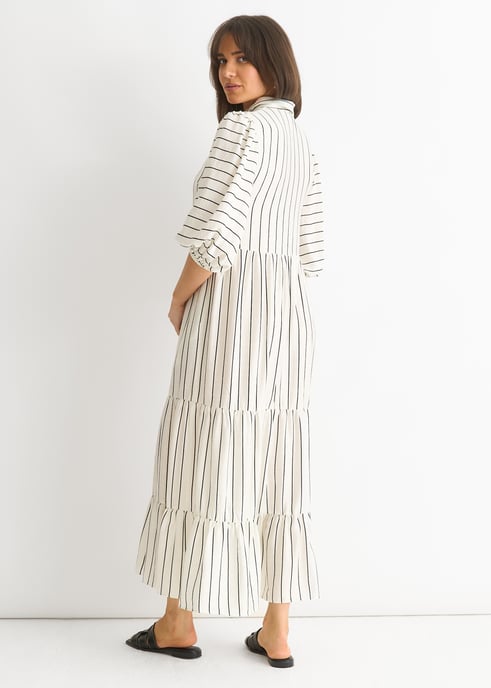 Weißes gestreiftes Viskose-Maxikleid - Image 4